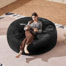 Bean Bag Chair 6Ft, Memory Foam Filled, Large Beanbag Chairs for Adults and Teens, Soft Sofa with Removable Flannel Cover, Round Couch for Living Room Bedroom College Dorm (Black, 6FT-67×67"×24") by CozyNest Decor