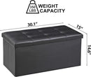 SUPER DEAL 30 inches Folding Ottoman with Storage, Bedroom Footrest Bench, Rectangle Sotrage Chest for Living Room Entryway, 30"x15"x15", 85L, Faux Leather, Black by CozyNest Decor