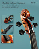 Fesley Violin Fiddle Full Set: 4/4 Polished Violin Kit for Beginners, Acoustic Violin with Hard Case, Solidwood Hand Made Starter Kit with Bow, Rosin, Shoulder Rest, Tuner, Extra Strings by TinyTreasures Baby Boutique