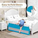 BABY JOY Bed Rails for Toddlers, 71'' Extra Long, Upgraded Swing Down Bed Guard w/Safety Strap, Folding Baby Bedrail for Kids Twin, Double, Full Size Queen & King Mattress (71-Inch, Blue) by TinyTreasures Baby Boutique
