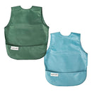 Tiny Twinkle Mess Proof Apron Bibs - 2 Pack Waterproof & Lightweight Baby Bibs for Led Weaning | 100% Recycled Polyester, Easy Clean & Machine Washable (Slate Olive,Small 6-24 Months) by TinyTreasures Baby Boutique