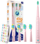 SEAGO Kids Electric Toothbrush, Sonic Soft Bristle Rechargeable Toothbrushes with DIY Stickers, 5 Modes, Includes 4 Replacement Brush Heads, Ages 3 to 12 Years Old (Pink) by TinyTreasures Baby Boutique