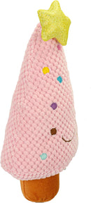 Giftable World Holiday Plush Pet Toy Fun for Christmas Designs with Squeaker Dog Chew Toy (10" Pink Terry Tree w/Squeaker & Crinkle) by TinyTreasures Baby Boutique