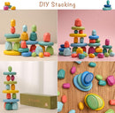 OESSUF Stacking Rocks 26Pcs Stacking Blocks Balancing Stones Wooden Building Toys Wood Stone Stacking Game for Toddler Sorting Preschool Educational Montessori Stacking Rocks for Kids by TinyTreasures Baby Boutique
