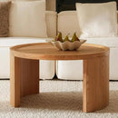 Round Nesting Coffee Table Set of 2,31.5" Large & 18" Small Low Tables with Wood Look Top,Space-Saving Side Tables for Living Room,Bedroom,Office,Minimalist Center Table Set (Brown, L+S) by CozyNest Decor