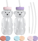 Honey Bear Straw Cup for Babies, Honey Bear Cups with Travel Lid, 2-Pack Therapy Learning HoneyBear Straw Sippy Cup for Toddlers, Cherry Blossom & Unicorn, 8 oz by TinyTreasures Baby Boutique