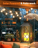 Otdair Solar Lanterns Outdoor Waterproof, 2 Pack 14" Solar Lantern with Glass Retro LED Flickering Flameless Candle,Lanterns Decorative Outdoor for Gift, Yard, Garden, Patio, Balcony,Porch, Party by CozyNest Decor