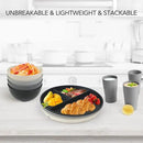 greenandlife 10 Inch 4PCS Unbreakable Portion Control Plates, Divided Plates for Kids Adults, Dishwasher & Microwave Safe Compartment Plate, Lightweight Reusable Wheat Straw plate, BPA Free by CozyNest Decor