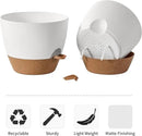 FaithLand 3-Pack Large Planter Pots, 12 10 9 Inch Self Watering Flower Pots for Indoor Outdoor Garden Plants, White with Brown by GreenHaven Gardens