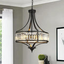 20" Modern Farmhouse Crystal Chandeliers for Dining Room, 5-Light Black Antique Pendant Chandelier, Contemporary Hanging Light Fixture for Living Room Bedroom Foyer Kitchen Island Entryway by CozyNest Decor