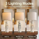 BOBOMOMO 27.25” Farmhouse Table Lamps Set of 2 – Antique White Bedside Lamps with Night Light & USB A+C Ports, Vintage Lamps for Bedroom, Living Room, Entryway, Console Table (Bulbs Included) by CozyNest Decor