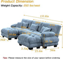 Modular Sectional Sofa, Comfy Cloud Couch 3 Seater Couch with Ottoman, Sectional Couches for Living Room, Modern Chenille U Shaped Couches, Sleeper Deep Seat Sofa with Throw Pillows, Blue by CozyNest Decor