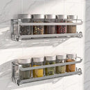 LUCYCAZ 2 Pack Wall Mounted Spice Rack with 16 Hooks, Spice Organizer Shelf for Stove Cabinet Pantry Door,Screw or Adhesive Spice Shelf Hanging Wall Spice Rack in Kitchen and RV (Silver, 2 PACK) by CozyNest Decor