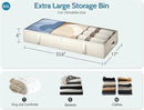 2-Pack Under Bed Storage, 6 Inches Tall Closet Organizers and Storage Bins with Sturdy Sidewalls/Bottom/4 Handles, Beige by CozyNest Decor