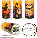 Halloween Real Wax LED Flameless Flickering Candles with 6H Timer, 3 Pcs Pillar Battery Operated Candle Sticks with Halloween Decal for Home Decor(3”x6”) by GreenHaven Gardens