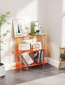 Clear Bookshelf, Acrylic Bookcase with Open Book Shelf for Office Living Room Bedroom (3 Tier Orange) by CozyNest Decor