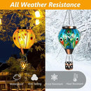 Peacock Hot Air Balloon Solar Lantern with Flickering Flame,Glass Hanging Solar Lanterns Outdoor Waterproof,Hot Air Balloon Decorative Lights for Patio Porch Yard Decor,Peacock Gifts for Women by GreenHaven Gardens