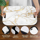 Serving Trays with Handles, 14.5 x 9.8 inch Rectangular Plastic Tray for Restaurant, Kitchen, Golden White Marble by CozyNest Decor