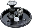 Round Black Wood Serving Tray with Beads, Wooden Decorative Tray for Entertaining, Decoration, and Gifting, by CozyNest Decor
