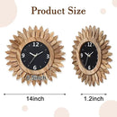 Honiway 14 Inch Wall Clock, Rustic Wood Boho Sunburst Decorative Wall Clocks Battery Operated Silent Non Ticking Farmhouse Small Wall Clocks for Living Room Kitchen Bedroom Home Decor (Rustic Brown) by CozyNest Decor