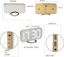 SZELAM Digital Alarm Clock,LED and Mirror Desk Clock Large Display,with Dual USB Charger Ports,3 Levels Brightness,12/24H,Modern Electronic Clock for Bedroom Home Living Room Office - Gold by CozyNest Decor