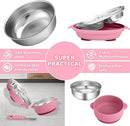 Stainless Steel Baby Plate and Bowl with Suction, Baby Bowl and Divided Kids Toddler Plate with Removable Silicone Shell, Non-Slip Toddler Baby Feeding Set, Forks + Spoons Included-Rose red by TinyTreasures Baby Boutique