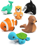 Tub Works® Marine™ Mold Free Bath Toys, 6 Pack | Sealed, No Hole Bath Toys Design Keeps Moisture Out | Soft, Squeezable & Float on Water | Easy-Grip Baby & Toddler Bath Toy Set | Great Baby Pool Toys by TinyTreasures Baby Boutique