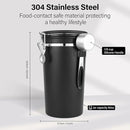 malmo Coffee Canister Set of 3, Airtight Coffee Container with Date Tracker Lid, Stainless Steel Canister for Kitchen Food Storage (Black, 180oz) by CozyNest Decor