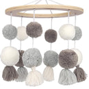Lambs & Ivy Signature Pom Pom Musical Baby Crib Mobile - White/Gray by TinyTreasures Baby Boutique