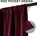 XWZO 100% Blackout Window Curtains - Rod Pocket Thermal Insulated & Completely Room Darkening Black Liner Window Treatment with Tiebacks for Bedroom/Living Room, Burgundy, W60 x L84, Set of 2 Panels by TinyTreasures Baby Boutique