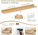 Floating Picture Ledge Shelves 36 Inch Solid Oak Wood Set of 2, Rustic Wall Storage Shelves with Lip, Kids Bookshelf, Photo & Picture Ledge Shelves for Bedroom, Living Room, Kitchen by CozyNest Decor