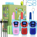 Walkie Talkies Long Range 3 Pack Rechargeable Walkie-Talkies for Kids Girls Boys Toddlers Adults Camping Hiking Skiing Cruise, Family Pink 2 Way Radio Toy with Lanyard Battery 4 Miles VOX NOAA by TinyTreasures Baby Boutique