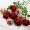 Burgundy Fake Roses Artificial Flowers - 10 Pcs Fake Artificial Roses Silk Flowers with Stems for Home Wedding Hotel Office Centerpiece Decor（Burgundy） by CozyNest Decor