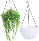 summer flower 2 Pack Self Watering Hanging Planters 9.9 Inch Hanging Baskets Plant Pots for Indoor Outdoor Hanging Plant Holder for Garden Porch Ceiling -White, Plant Not Included