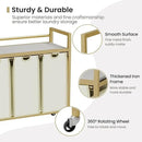 Laundry Hamper, Laundry Basket, Laundry Sorter with 3 Removable Bags, Clothes Basket with 3 Compartments, Wheels, Shelf for Laundry Room Bathroom Bedroom (3 Bags-Golden) by CozyNest Decor