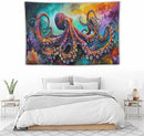 Octopus Tapestry Octopus Tapestries Ocean Navy Coastal Fabric Wall Hanging Aesthetic Space Indoor Outdoor Wall Art Tablecloth Bedspread for Bedroom Dormitory Living Room Home Decor 40"x60" by CozyNest Decor