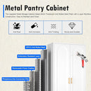60" Tall Kitchen Pantry Cabinet, Metal Pantry Cabinet with Doors and Adjustable Shelves, White Utility Storage Cabinet with Handles for Dining Room, Bathroom, Laundry Room - Assemble Required by CozyNest Decor