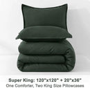 Litanika Forest Green Oversized King Comforters Super King Size, 3 Pieces Lightweight Solid Bedding Comforter Set, All Season Fluffy Bed Set (120x120In Comforter & 2 Pillowcases)