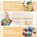 hahaland Baby Toys 0-6 Months - Crinkle Books for Babies 2PCS, Cloth Texture Tails Sensory Book 6-12 Months - Soft, Tummy Time, Montessori Toys 3 4 5 Month Newborn Twin Boys Gifts Travel Infant Toy by TinyTreasures Baby Boutique