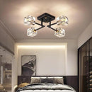 Modern Crystal Ceiling Light,Semi Flush Mount Ceiling Light Fixture with 4-Lights,Black and Gold Sputnik Chandeliers for Bedroom,Dining Room,Farmhouse Kitchen,Office,Entryway Hallway by CozyNest Decor