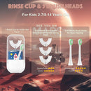 Kids U Shaped Electric Toothbrush Ultrasonic Automatic Brush with 5 Brush Head Rinse Cup 6 Clean Modes IPX7 Waterproof Whole Mouth Rechargeable Smart Timer Toothbrushes for Children Age 8-14 by TinyTreasures Baby Boutique