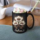 Personalized Nature Inspired Coffee Mug, Custom Name Black Cup 11oz or 15oz, Elegant Flower Ceramic Mug for Gardeners, Custom Floral Themed Coffee Cup, Gifts for Flower Lovers by CozyNest Decor