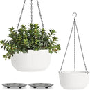 T4U 10 Inch Hanging Planters for Indoor Outdoor Plants, 2 Pack White Self Watering Hanging Plant Pot, Hanging Pots Set with Drainage Hole & Plug & Chain with 3 Hooks for Garden Home Decor by GreenHaven Gardens