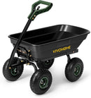 VIVOHOME 4 Cu.Ft 660lbs Wheelbarrow Garden Cart Dump Wagon with 2-in-1 Convertible Handle Attach to ATV or Tractor, 10" All Terrain Wheels, Quick Release System, Heavy Duty Utility Trailer for Yard by GreenHaven Gardens