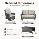 4 Piece Patio Furniture Set - Outdoor Glider Bench with Swivel Rocker Chairs and Coffee Table, High Back Small Outdoor Conversation Furniture Sets for Deck Sunroom Balcony Backyard by GreenHaven Gardens