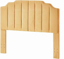 24KF Yellow Teddy Fabric Tufted for Queen Upholstered Headboard, Modern Vertical Channel Design Full Headboard with Stepped Silhouette Top Edge,6026-Q-Teddy Yellow by CozyNest Decor