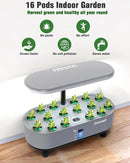 Hydroponics Growing System Kit, 16 Pods Indoor Garden with 28W Full Spectrum LED Grow Light, Auto Timer, 3 Smart Light Modes, 8L Large Herb Garden, Ideal Gardening Gift for Women, Men (Gray) by GreenHaven Gardens