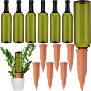 6 Sets Plant Watering Devices Include Terracotta Self Watering Spikes and 26 oz Plastic Bottles, Slow Release Vacation Insert Automatic Plant Waterer Device (Green and Terracotta) by GreenHaven Gardens