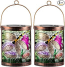 Starsoul 2 Pack Hanging Solar Lantern Outdoor Waterproof Glass Dragonfly Decorative Solar Lights for Outside Garden Yard Table Patio Decor by GreenHaven Gardens