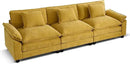 URRED Modular Sectional Sofa Comfy Cloud Couch, Modern Chenille Sofa Sleeper Deep Seat Couches with Ottoman/Pillows for Living Room (Yellow, 117'') by CozyNest Decor